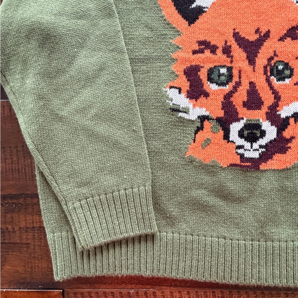 Panache Green Sweater with Orange and Black Fox Detail - Picture 4 of 6